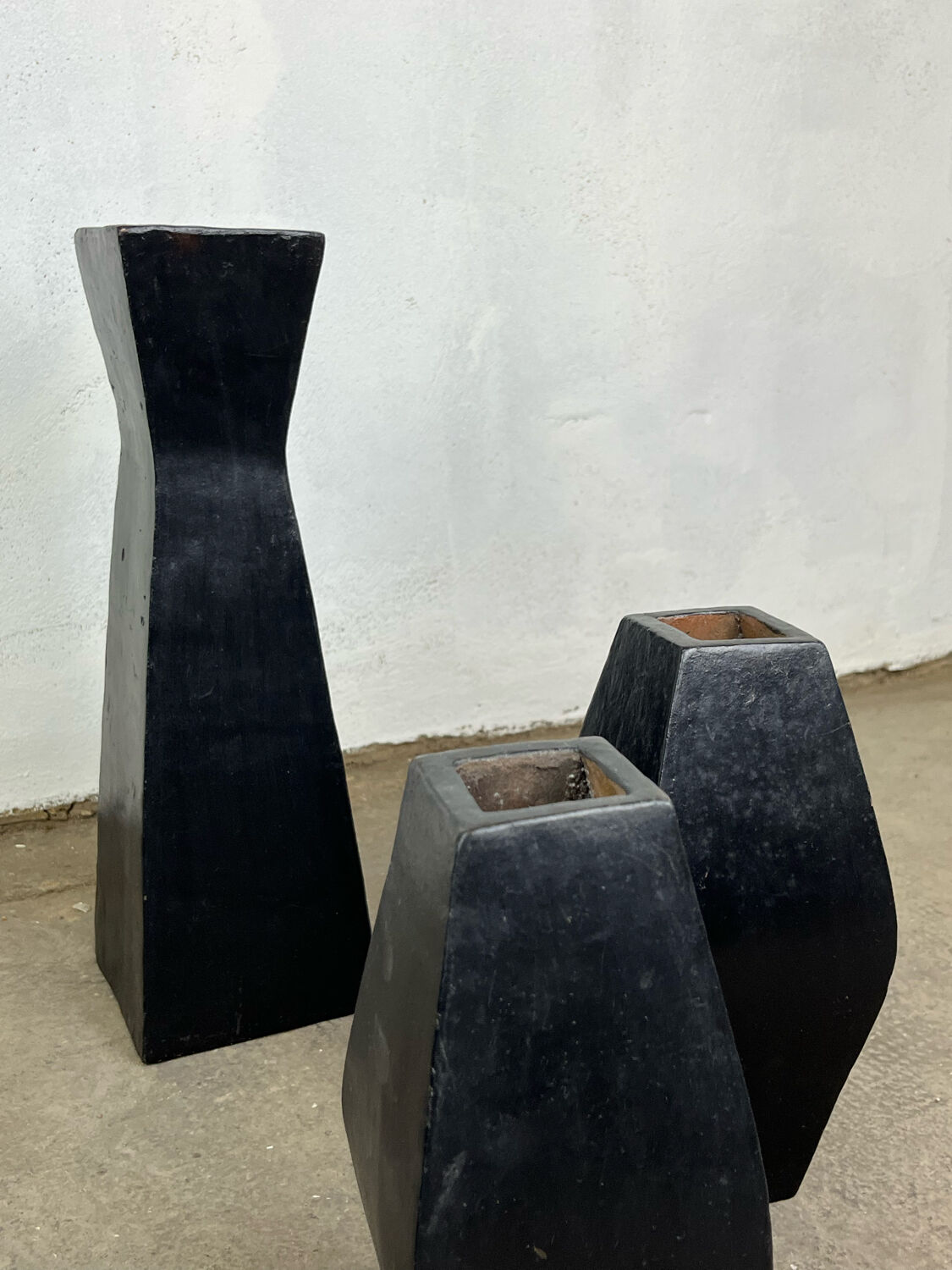 Set of glazed terracotta vases