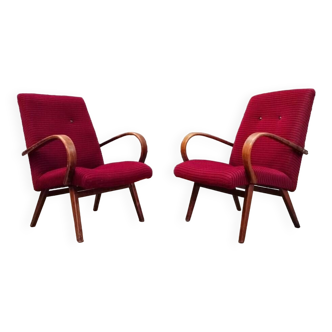 Pair of model 6951 corduroy armchairs by Jaroslav Smidek for Ton 1960