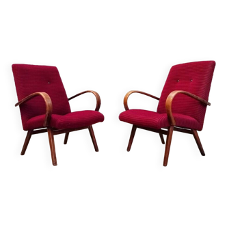 Paire de fauteuils modèle 6951 velours côtelé par Jaroslav Smidek pour Ton 1960