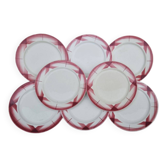 Lot de 8 assiettes plates en faïence de Sarreguemines modèle Artix