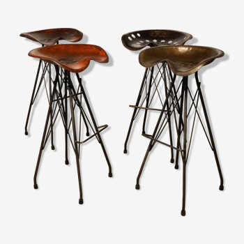 4 industrial bar stools