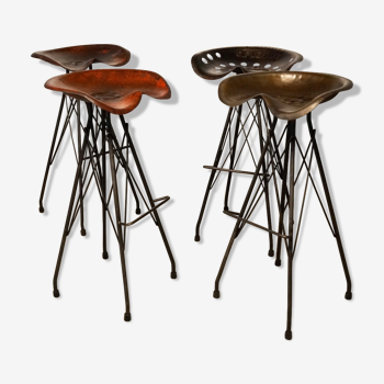 Set de 4 tabourets de bar industriels