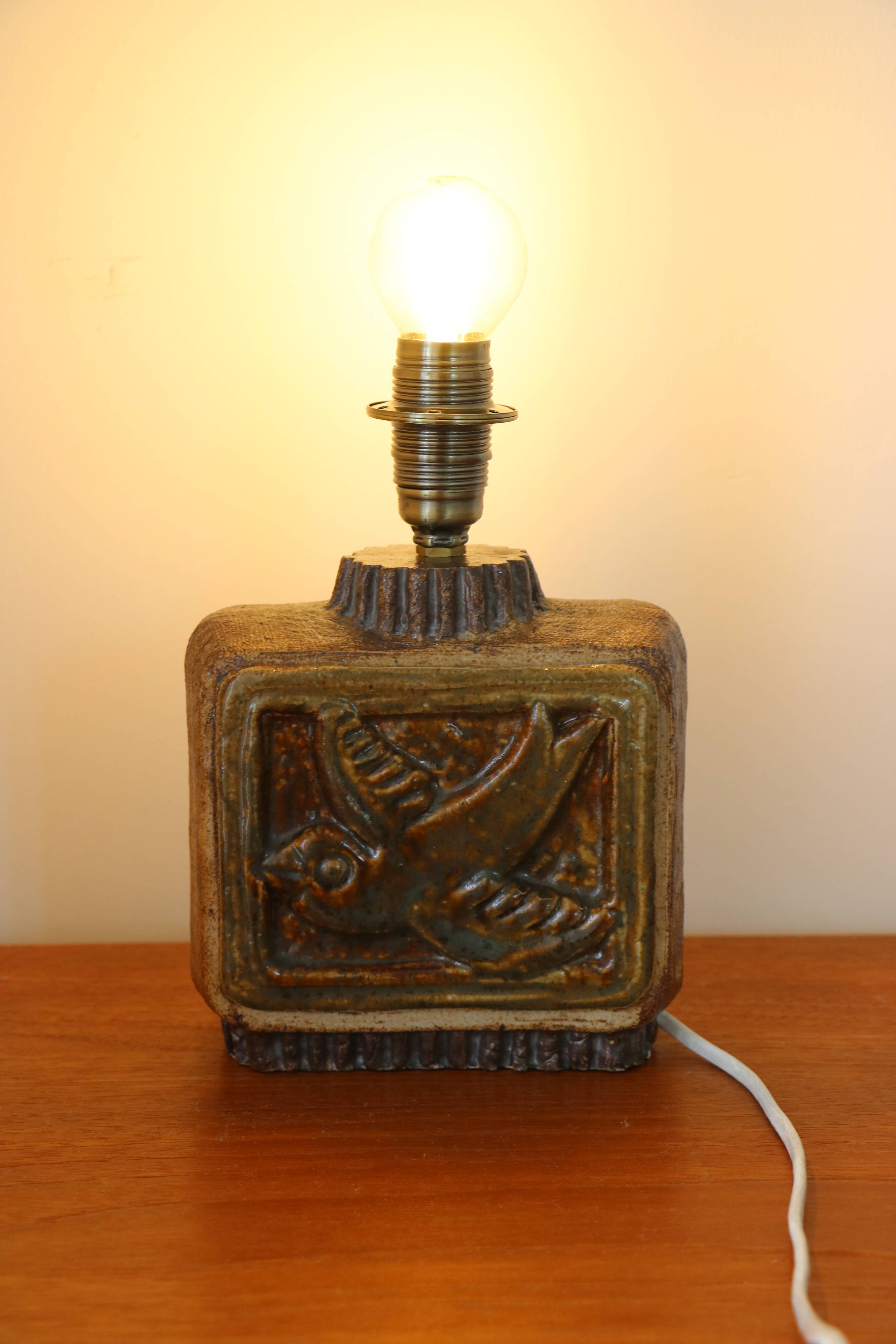 Sandstone lamp base, Willi Fischer, Ego Stengods, Sweden, 1960