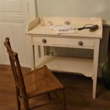 Table de toilette coiffeuse ancienne en bois peint