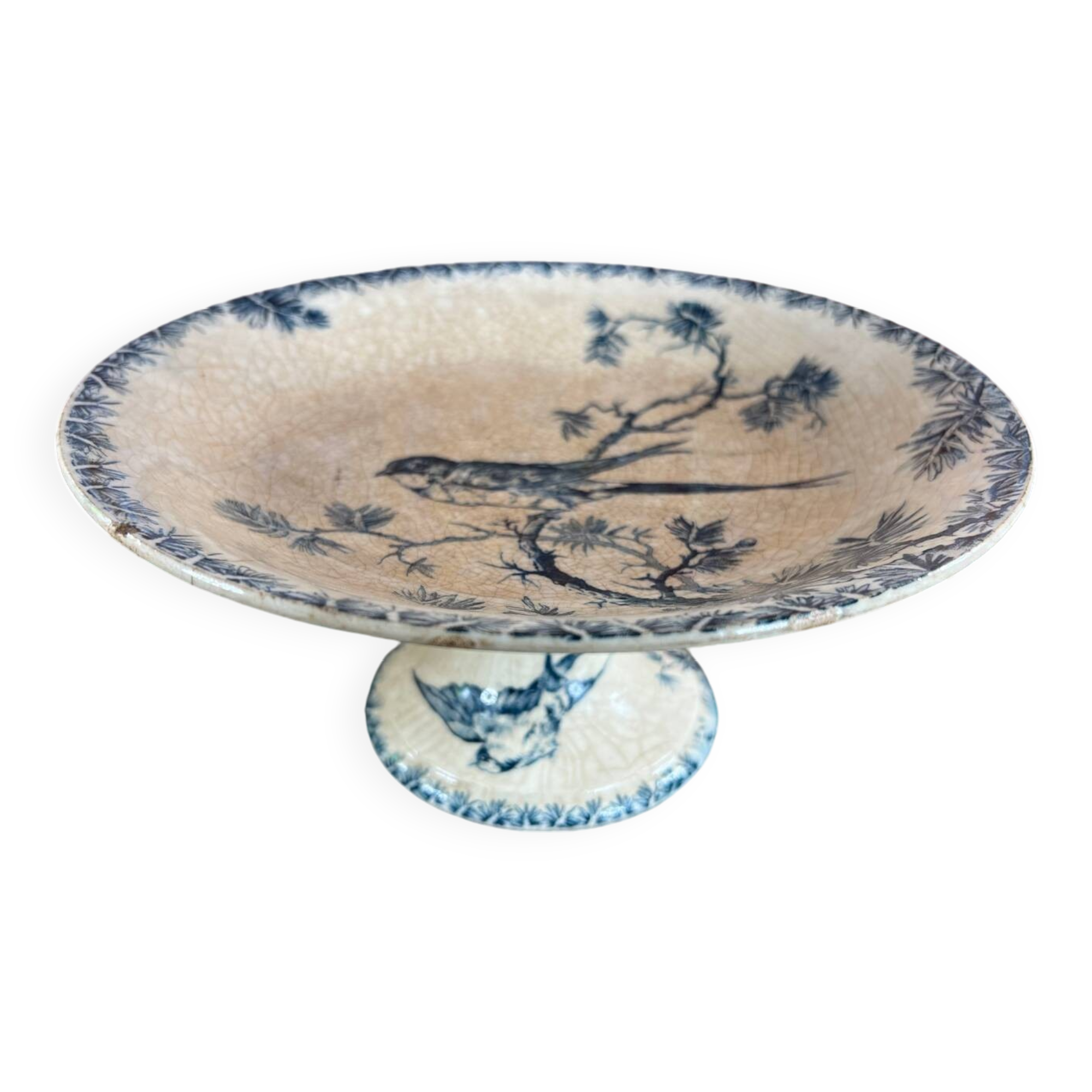 Gien bird-decorated footed cup