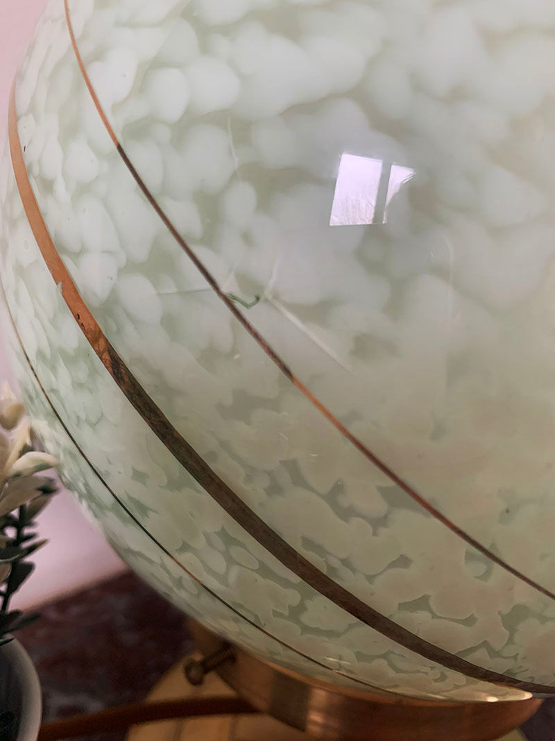 Old globe table lamp in Clichy glass