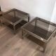 Pair of side tables in brushed steel. Guy Lefèvre for Maison Jansen