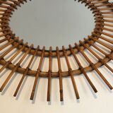 Small Rattan Mirror. French work. Around 1970