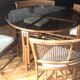 Rattan dining table with chairs (80s)