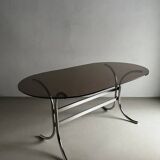 Chrome smoked glass dining table | Italy | 1970s