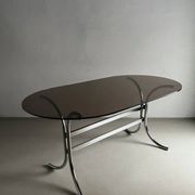 Chrome smoked glass dining table | Italy | 1970s