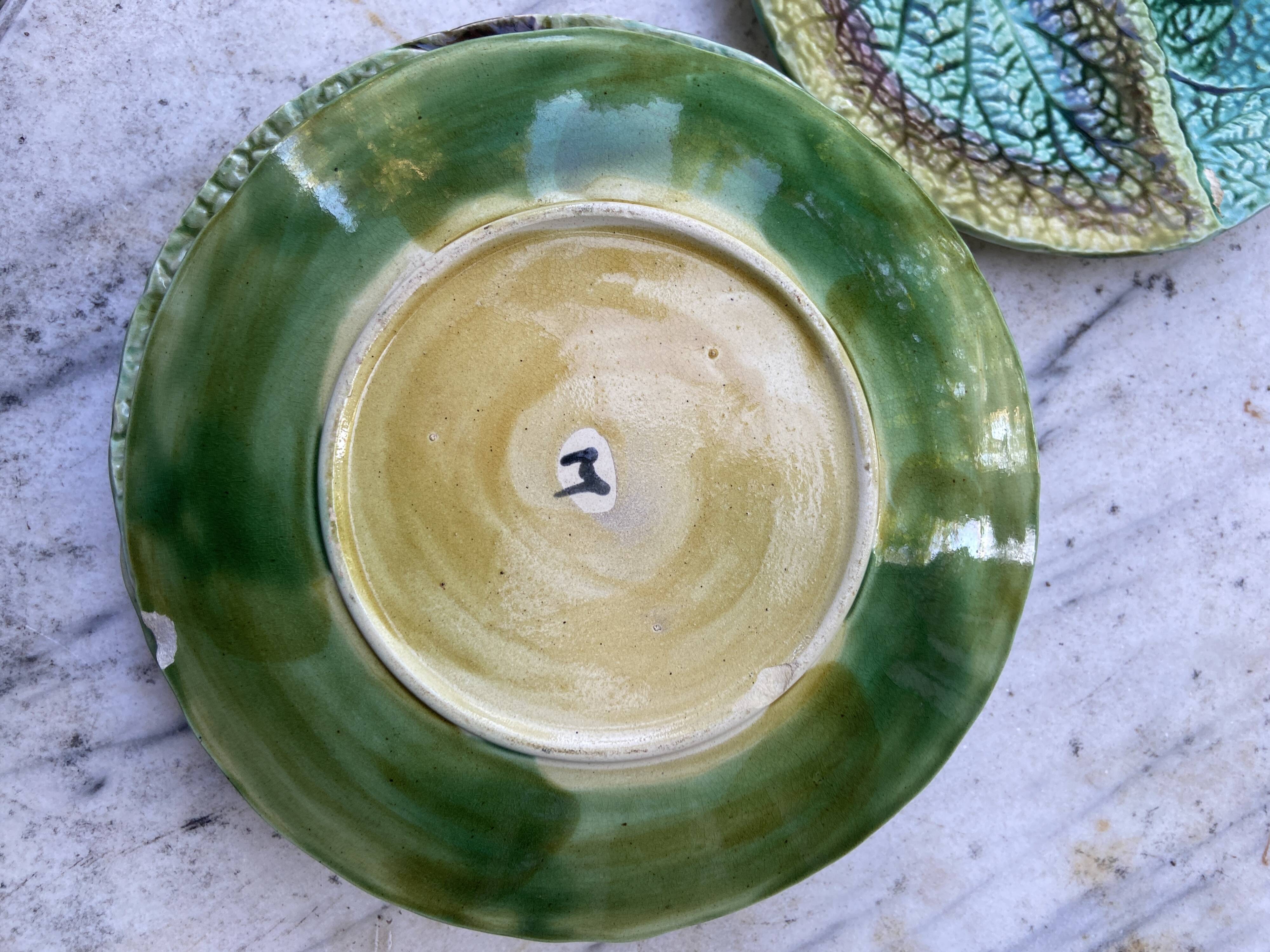Set 8 slush plates with leaf decoration