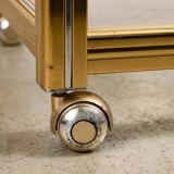 Bar Cart in Gold and Chrome with Glass Shelves, 1970s