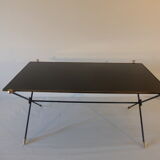 Black and brass glass coffee table