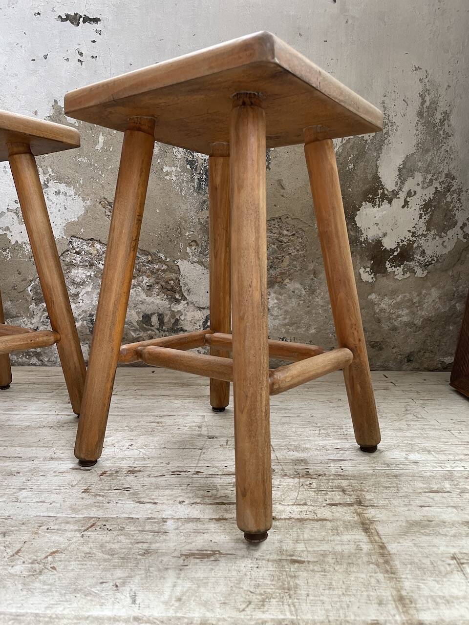 Pair of beech stools