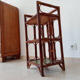 Vintage stand shelf in bamboo and rattan