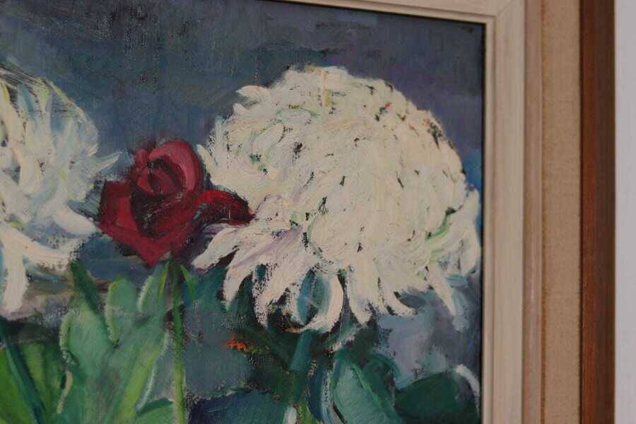 Original mid-century Swedish oil on panel – “Bloomer” by Hans Ripa – vintage & framed – 61.5 × 53 cm