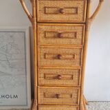 Rattan chest of drawers from the 1970s.