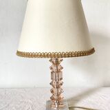 Pink glass and crystal lamp