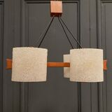 Lustre à suspension scandinave en teck et en résine 1960 quatre feux