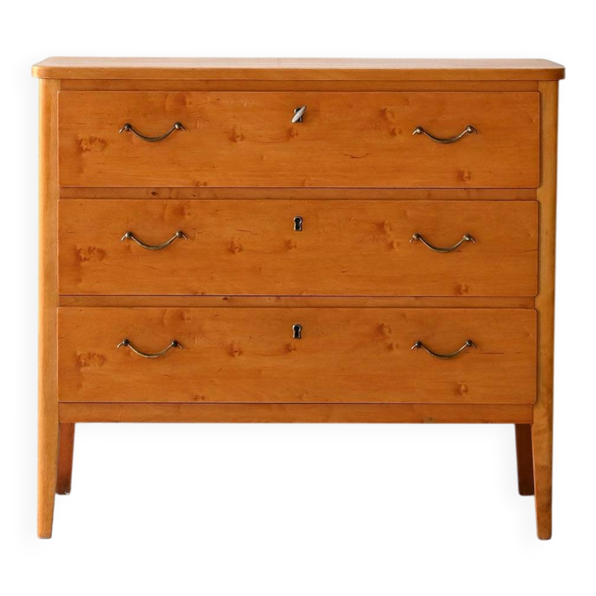 Vintage Scandinavian Birch Burl Chest of Drawers