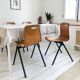Lot de 4 chaises empilables vintage métal bois, style industriel Mid-Century