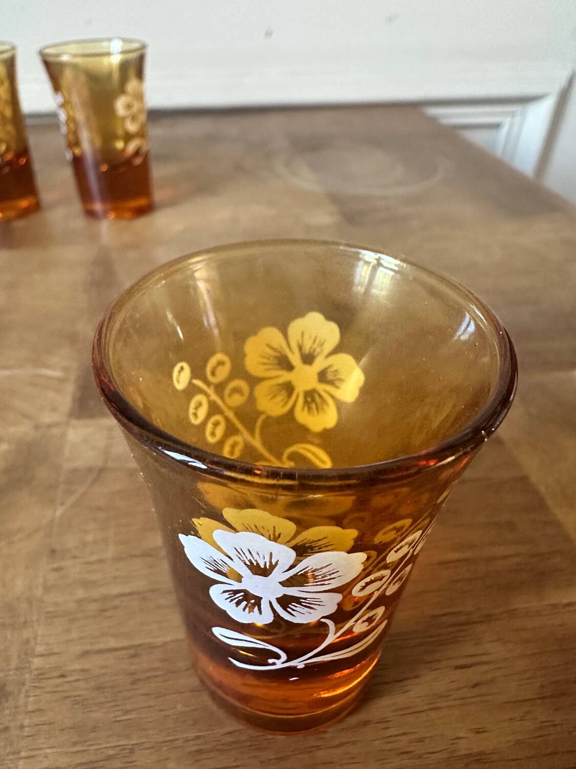 Set of six antique liqueur glasses