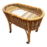 Vintage rattan doll basket
