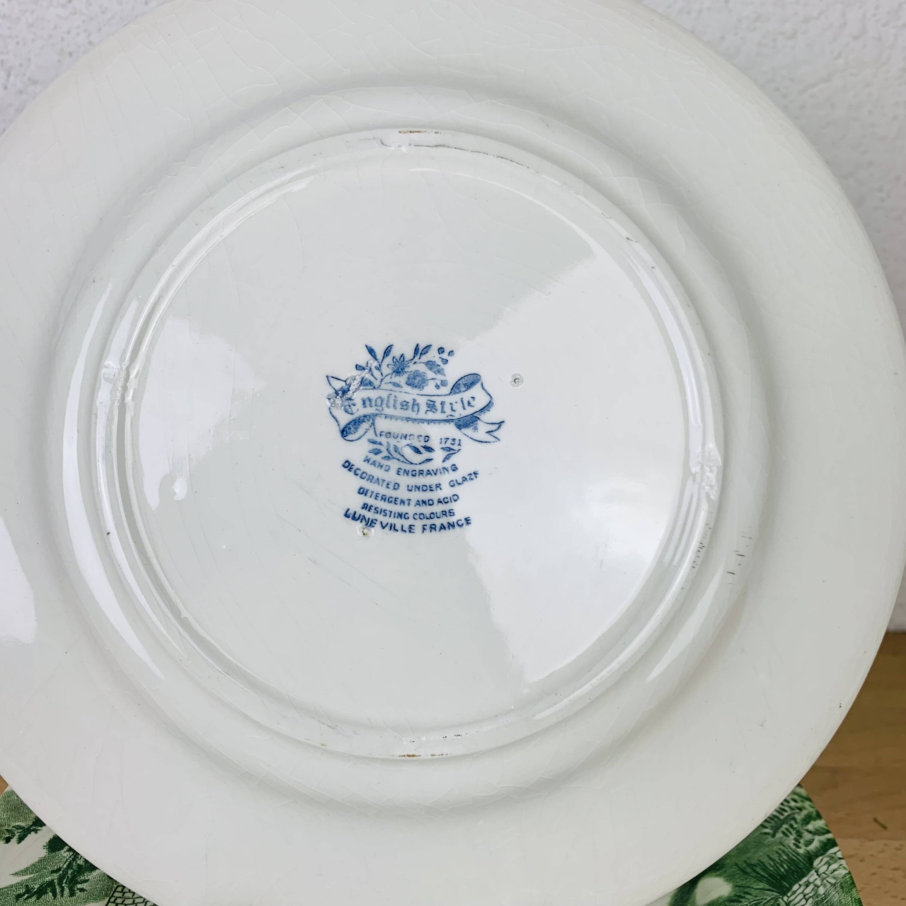 10 English Style Luneville green plates