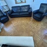 MAILLOL 3-seater sofa and 2 armchairs in leather - by DUVIVIER