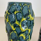 set of 2 Rare Super Color Crusty Fat Lava Vases by Scheurich, Germany WGP, 1970s
