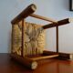 Vintage straw wood low stool