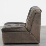 Gray leather design armchair from the 70s