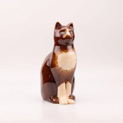 Large glazed ceramic cat figurine - mid-century style - 36 cm