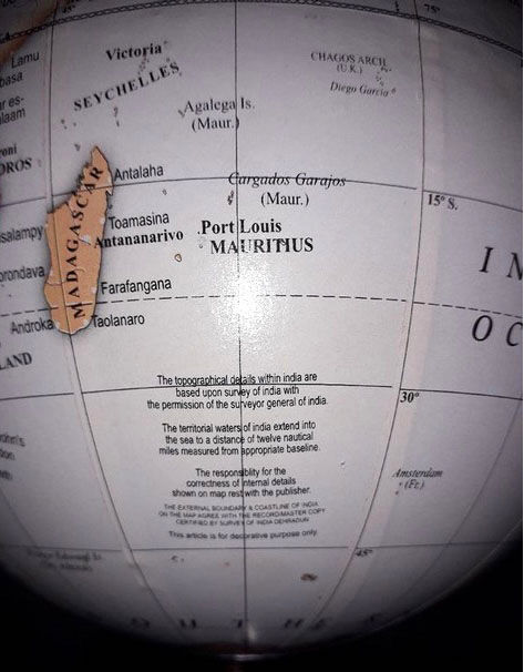 Earth globe, metal base, 1970s