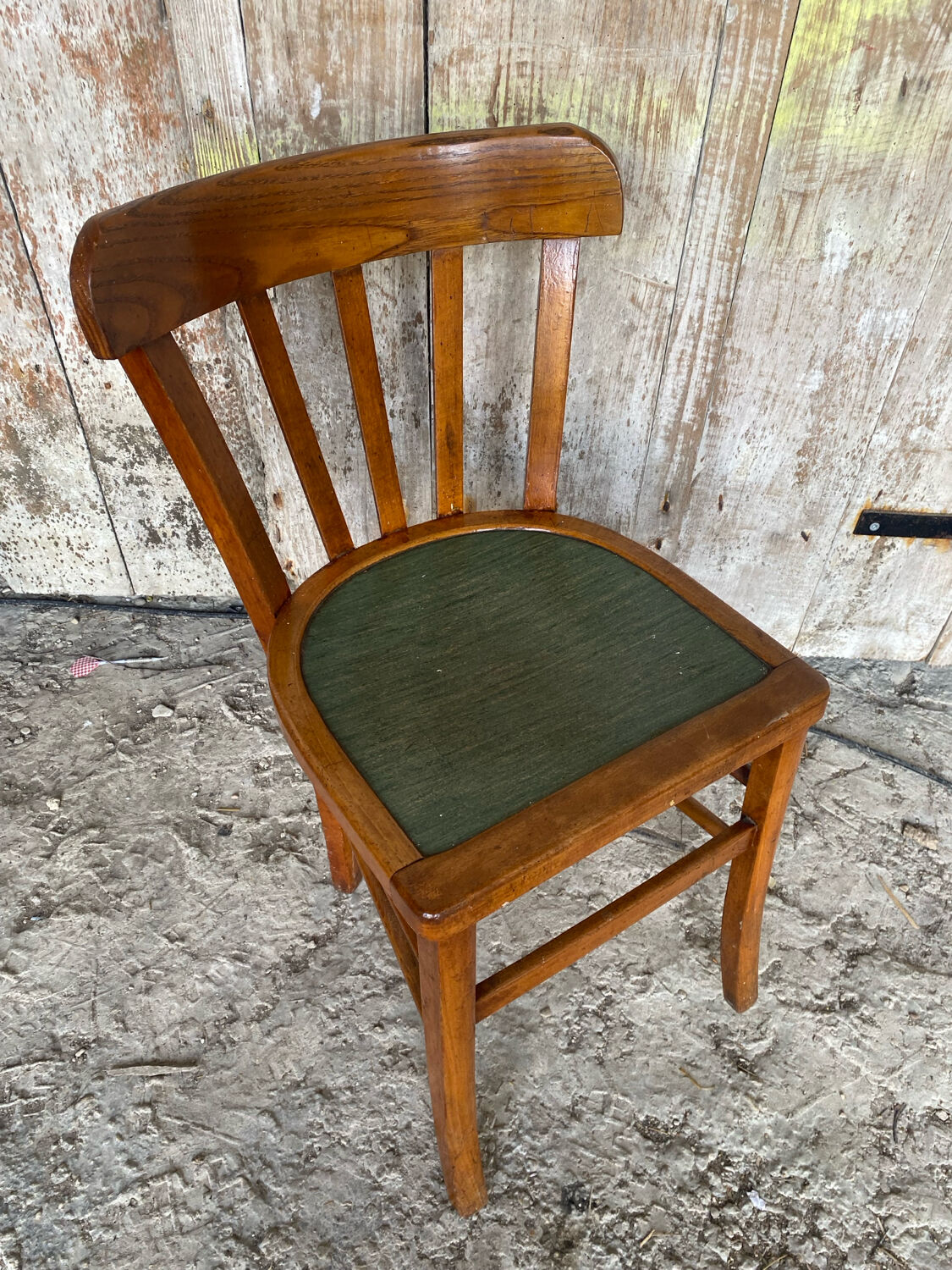 Vintage BAUMANN Mado Wood Bistro Chair with Green Seat