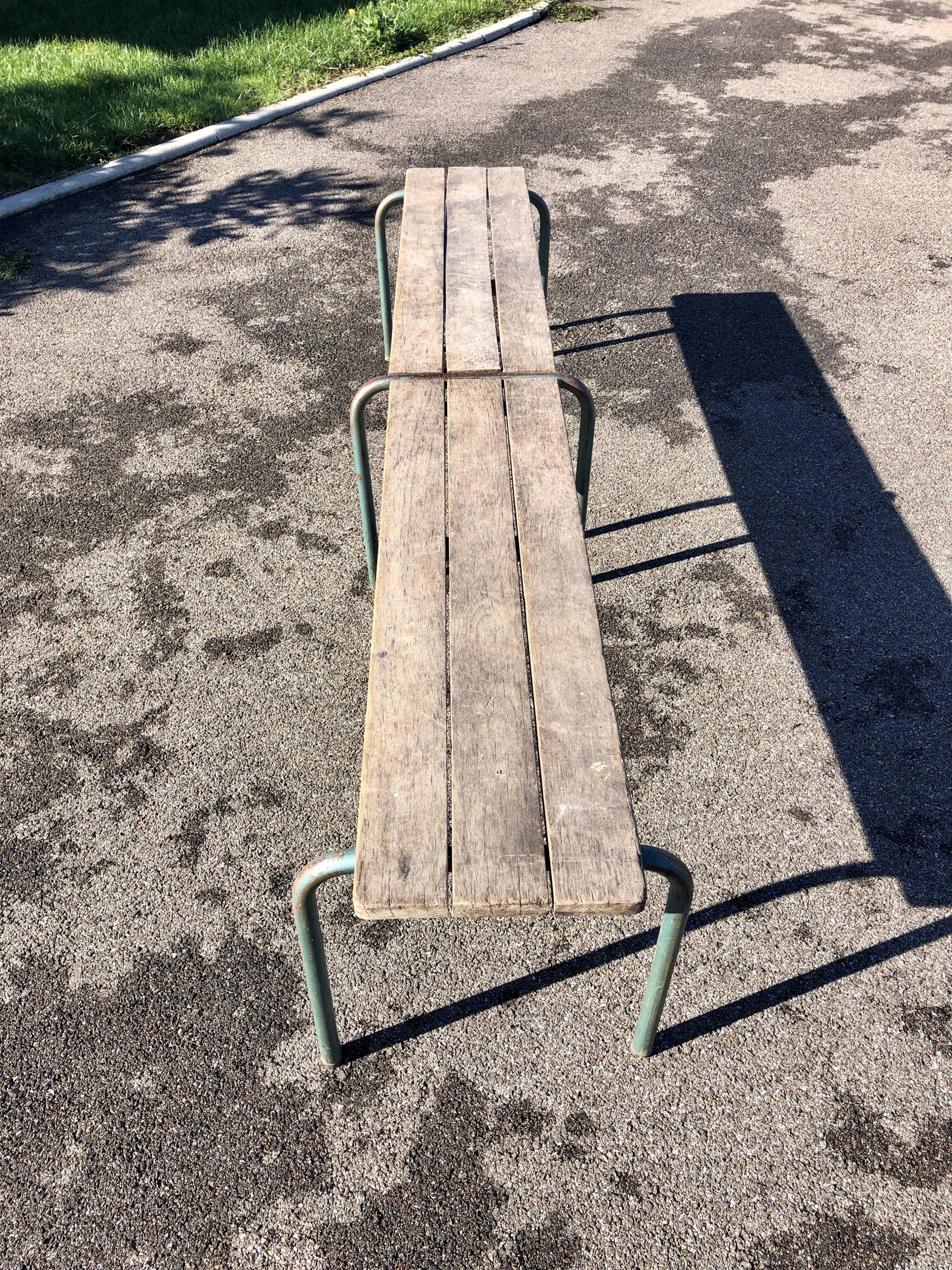 Former industrial school bench Mullca vintage metal wood 1950