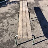 Former industrial school bench Mullca vintage metal wood 1950