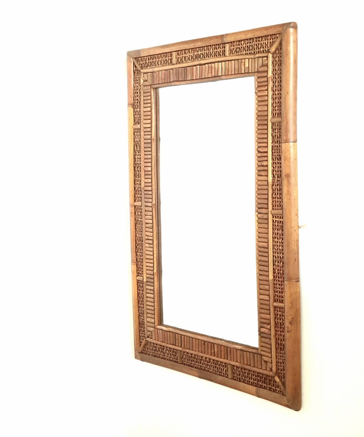 miroir bambou rotin Italie XXe 1940-1950