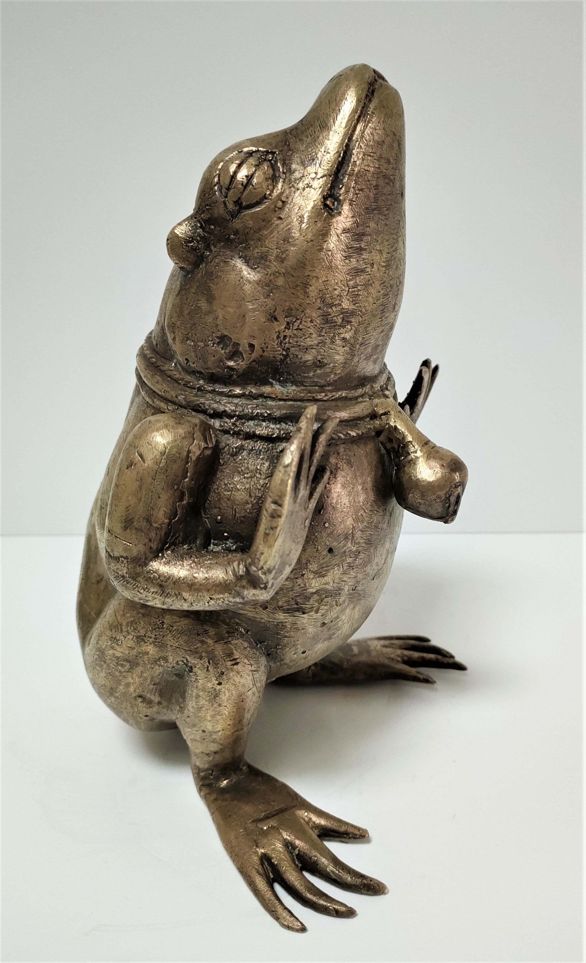 Patinated brass sculptural frog 60s