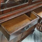 English showcase, two bodies, solid mahogany an of the 50s