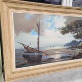 Oil on canvas, low tide, signed Le Dantec