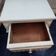 Coffee or night table in white painted wood with colonnade legs and one drawer