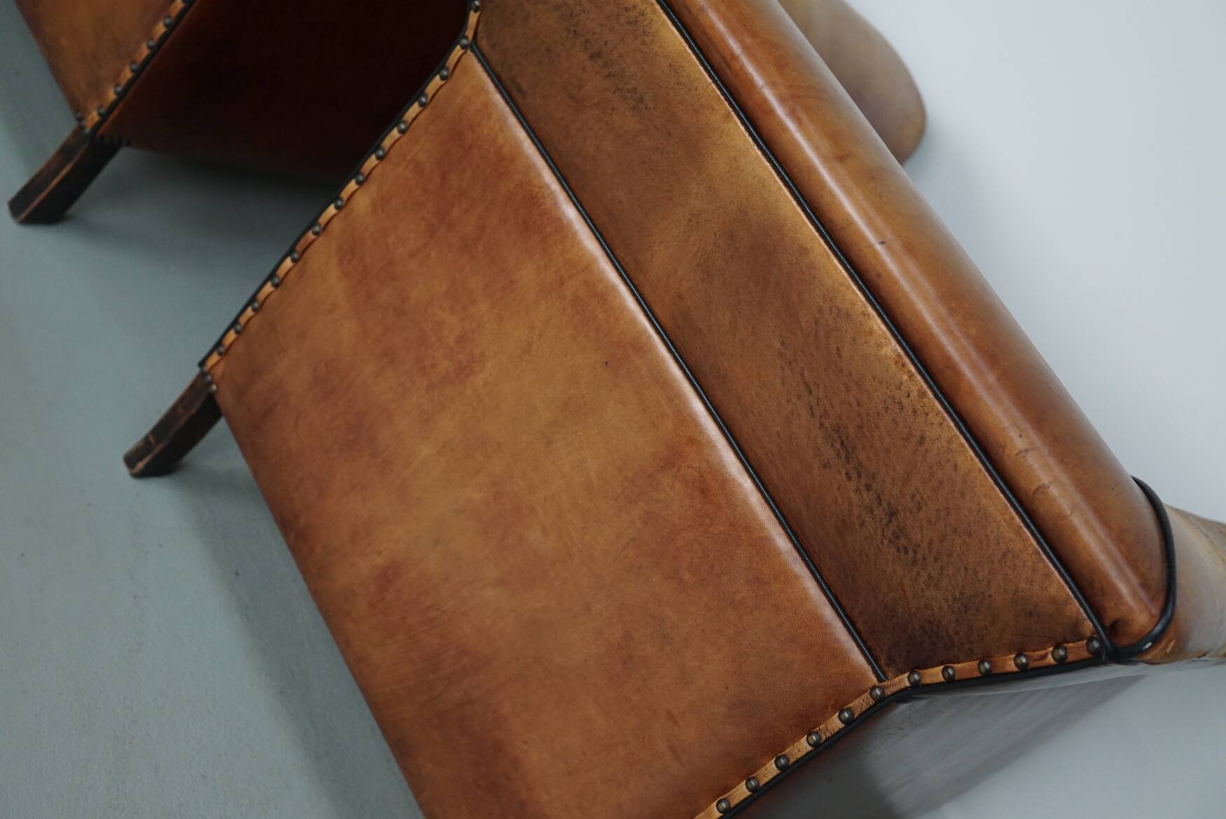 Vintage Dutch Club Chair in Cognac Leather, Set of 2