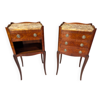 Pair of Louis XV Style Marquetry Bedside Tables