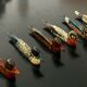 6 duck-shaped knife holders in lacquered wood