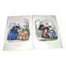 Lot de 2 gravures de mode anciennes 1890 "Modes Vraies - Musée des familles Paris" fin XIXe s.