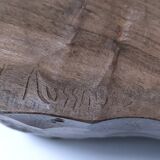 Carved solid wood pencil holder signed vintage