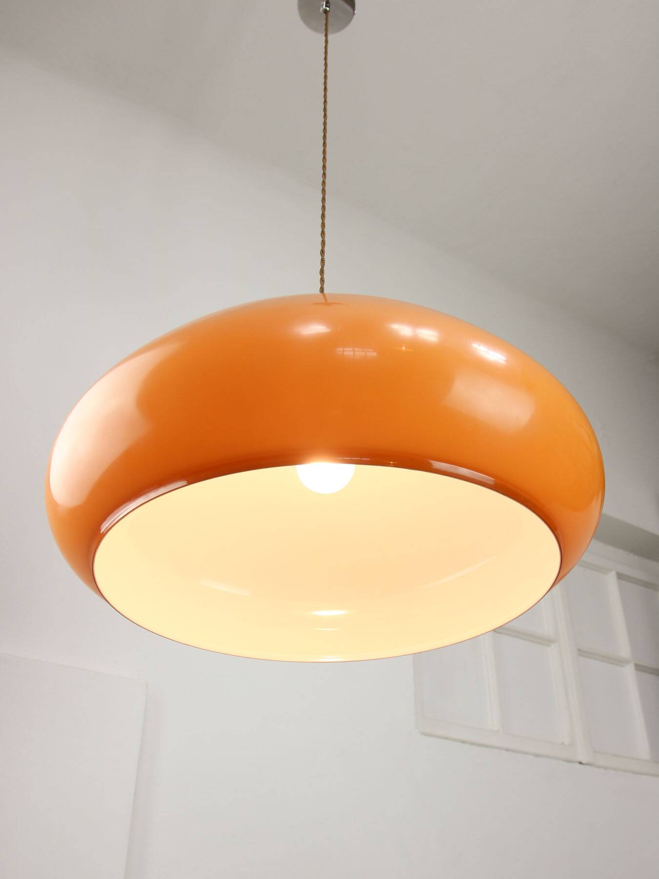 Large Space Age Brown Pendant Lamp from Guzzini, 1960s