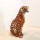 Handmade Italian ceramic leopard sculpture